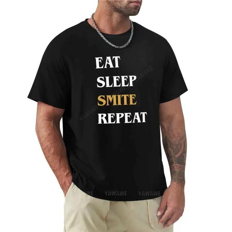

Забавная футболка с надписью Eat Sleep Smite Repeat-Paladin, короткие рубашки с котом, блузка, мужские футболки с графическим рисунком, упаковка