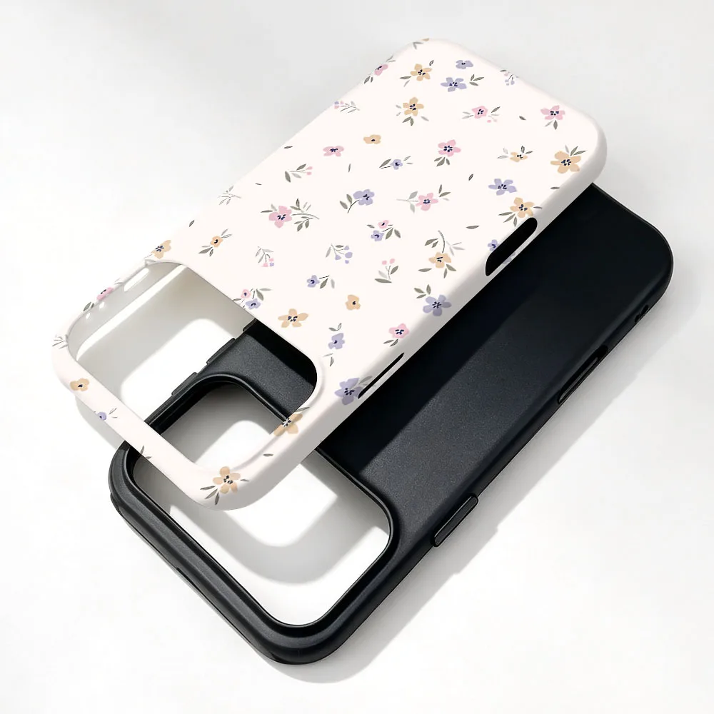 Chic Floral Magnetic Phone Case with 2-in-1 Film Cover