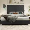 YITAHOME King Velvet Bed Frame, 53" Tall Headboard, 2 USB C/A, Button Tufted, No Box Spring, Noise-Free, Black 1