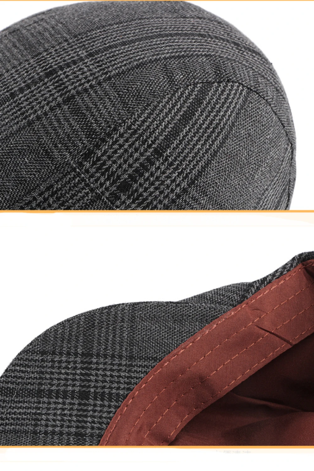 HT3984 Herren- und Damen-Baskenmützen Retro Künstler-Mütze Unisex Ivy Flat Cap Frühling Herbst Verstellbare Karierte Baskenmütze – Detail 8