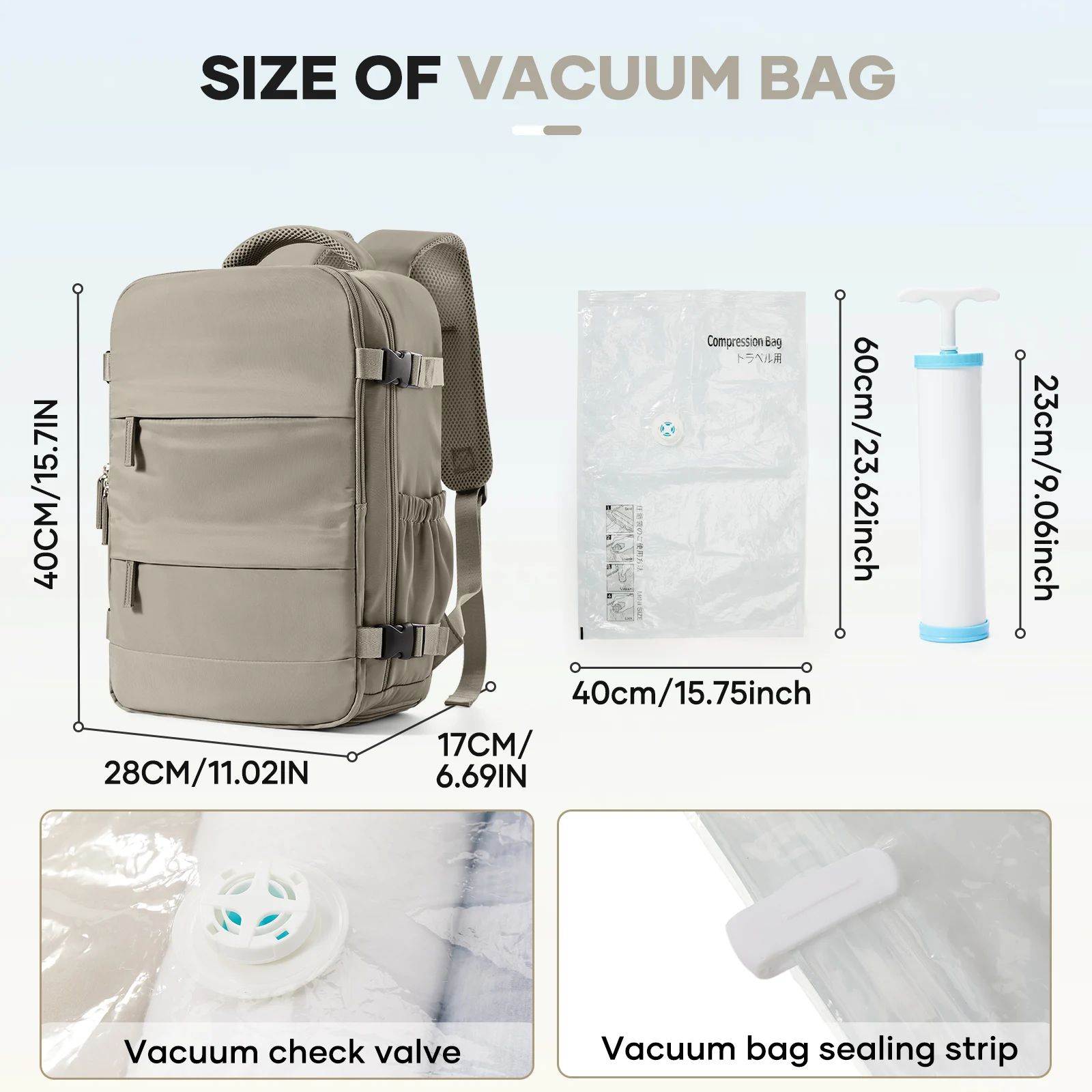 Vacuum Compression Bags Women Men Hand Luggage Ryanair 40x20x25 Trave Backpack, Business Laptop Bag Carry on School Backpack 4
