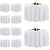 10 Pack White Round Tablecloths, 120 Inch Stain Resistant and Wrinkle Polyester Fabric Washable Table Clothes Cover 1