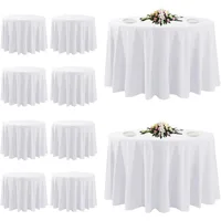 10 Pack White Round Tablecloths, 120 Inch Stain Resistant and Wrinkle Polyester Fabric Washable Table Clothes Cover 1