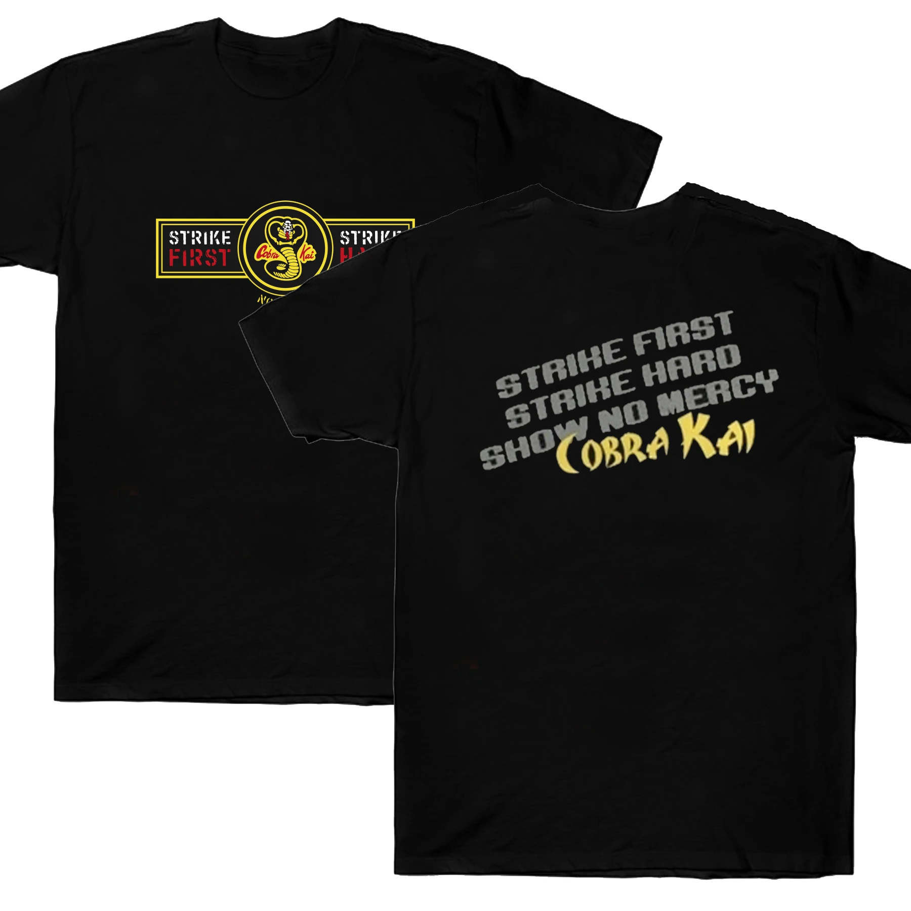 

Удар первый, удар твердый, никакой милосердии кобры Кай. Футболка из фильма карате. Летняя Хлопковая мужская футболка с коротким рукавом и к...