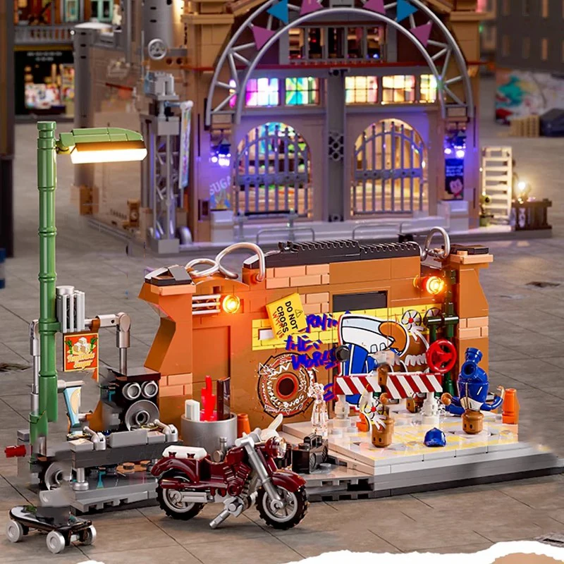 Klemmbausteine Unterirdischer Tanzkampf 5 Figuren Modulare Gebäude Bausteine Stadtansicht Architektur Ziegelstein-Modellbausatz Spielzeug für Erwachsene Kinder Geschenk 429 Teile