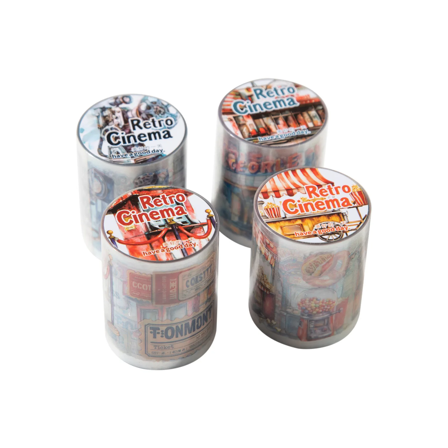 1pcs/1lot 장 접착 테이프 오래된 영화관 마스킹 재활용 저널 스크랩북 스티커 DIY 종이 일본어