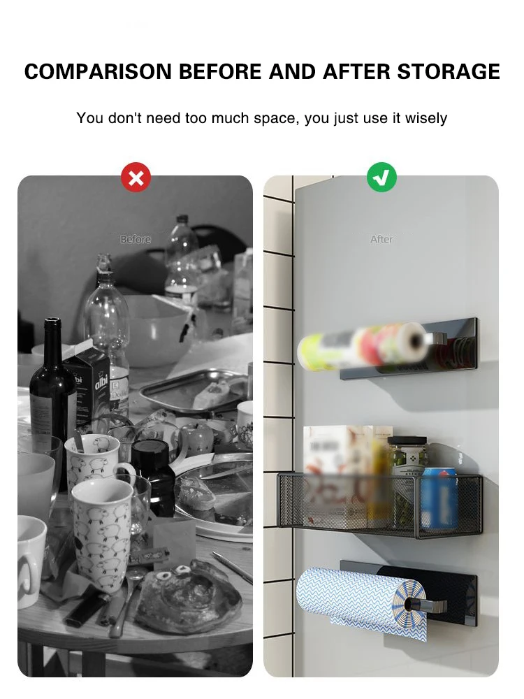 Description Picture 4 of itemRefrigerator Magnetic Attraction Storage Rack Home Wall Hanging Basket Kitchen Magnetic Iron Shelf Sundries Organizers Holder