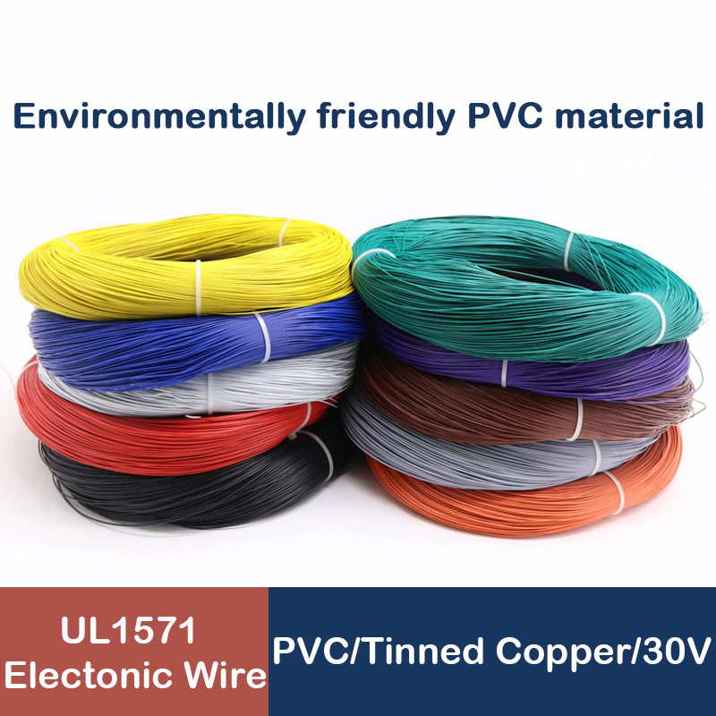 5M/10M Copper Wire 32 30 28 26 24 22 20 18 16 AWG Environmental PVC Insulated Tinned plated UL1571 DIY Line LED Electronic Cable