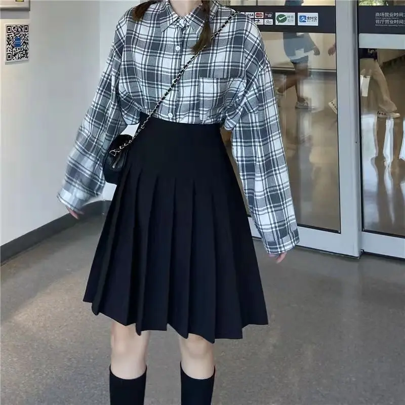 white skirt Skirts Pleated Women High Waist Summer Knee-length Preppy Style Harajuku 3XL Plus Size Chic Street School Cosplay Casual Female mini skirts for women