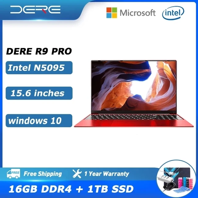 DERE R9 Pro Laptop 15.6 pollici 16GB RAM 1TB SSD Intel Celeron N5095 Dual Band WiFi Business Office classe Online Notebook Window 10 1