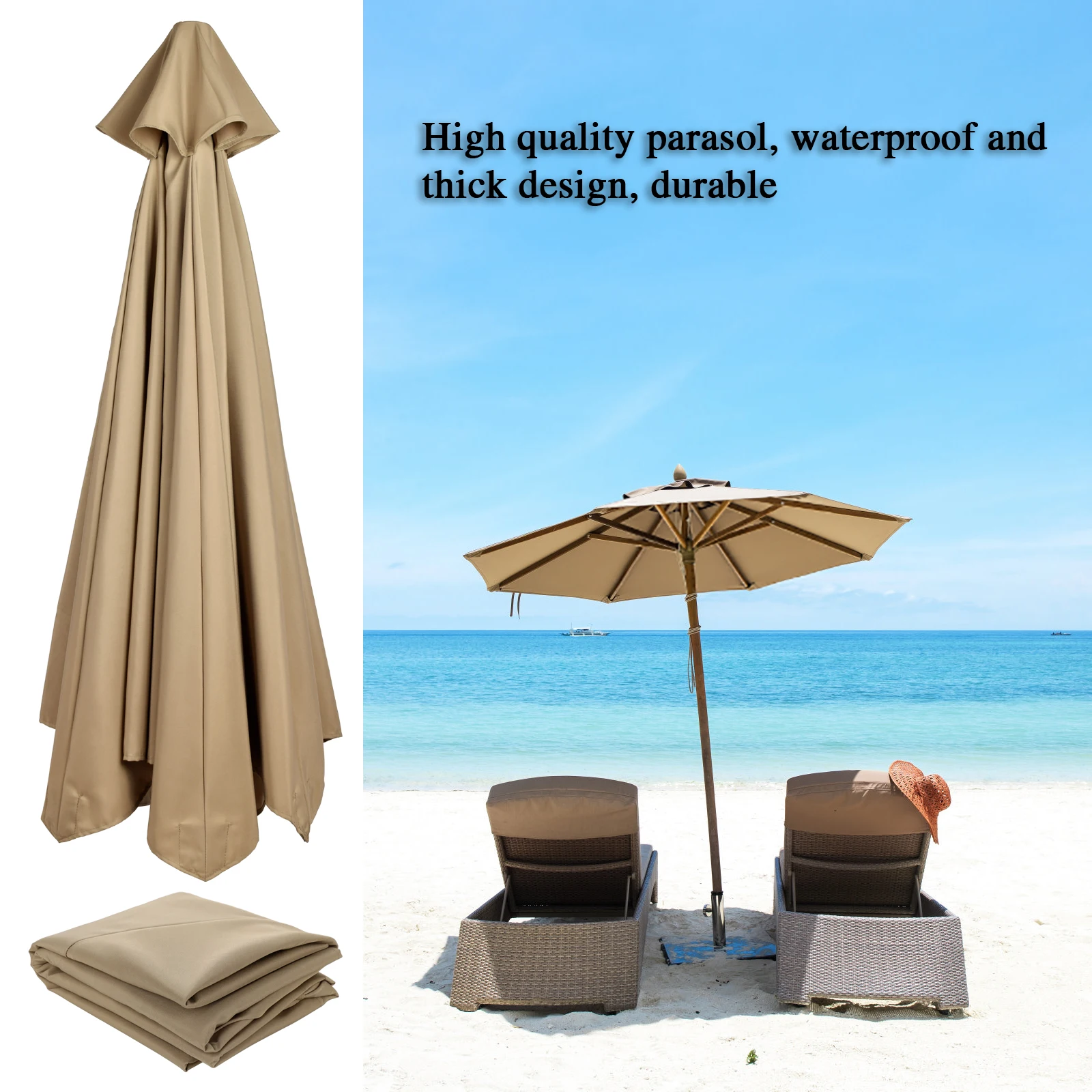 

Canopy Only Umbrella Top Patio Sunshade Outdoor Parasol Replacement 3 Meters Polyester For Garden Courtyard Shade Cloth