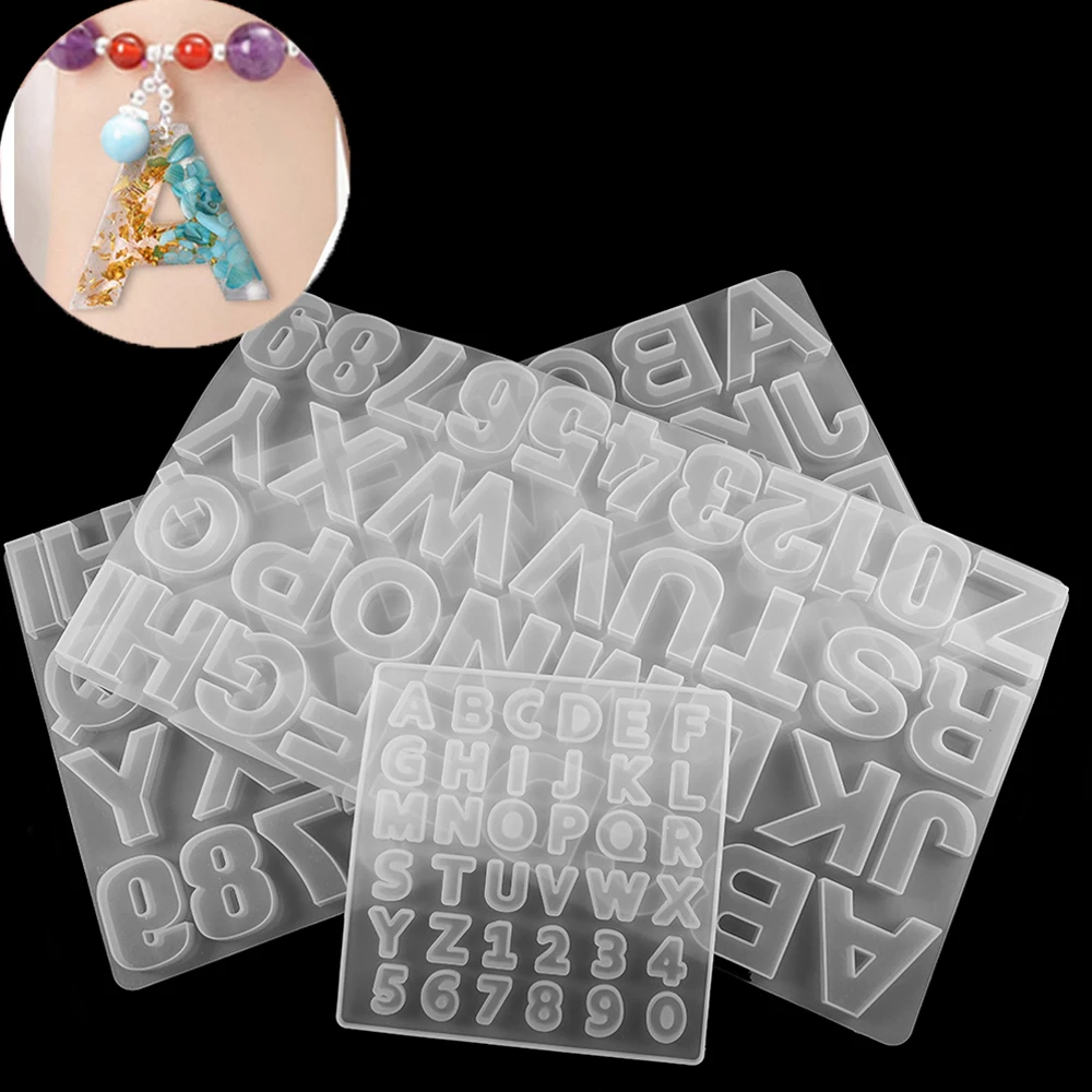 

English Alphabet Number With Hole Earring Pendant Epoxy Resin Casting Mold for DIY Pendant Keychain Epoxy Crafts Making Supplies