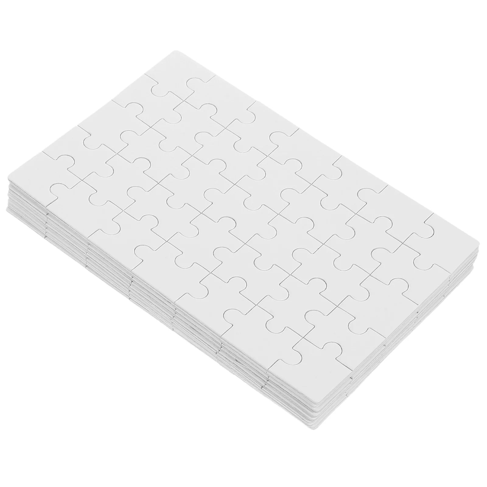 

10 Sheets Sublimation Jigsaw Puzzle Rectangular White DIY Blank Cognitive Plaything Wooden Puzzles to Draw