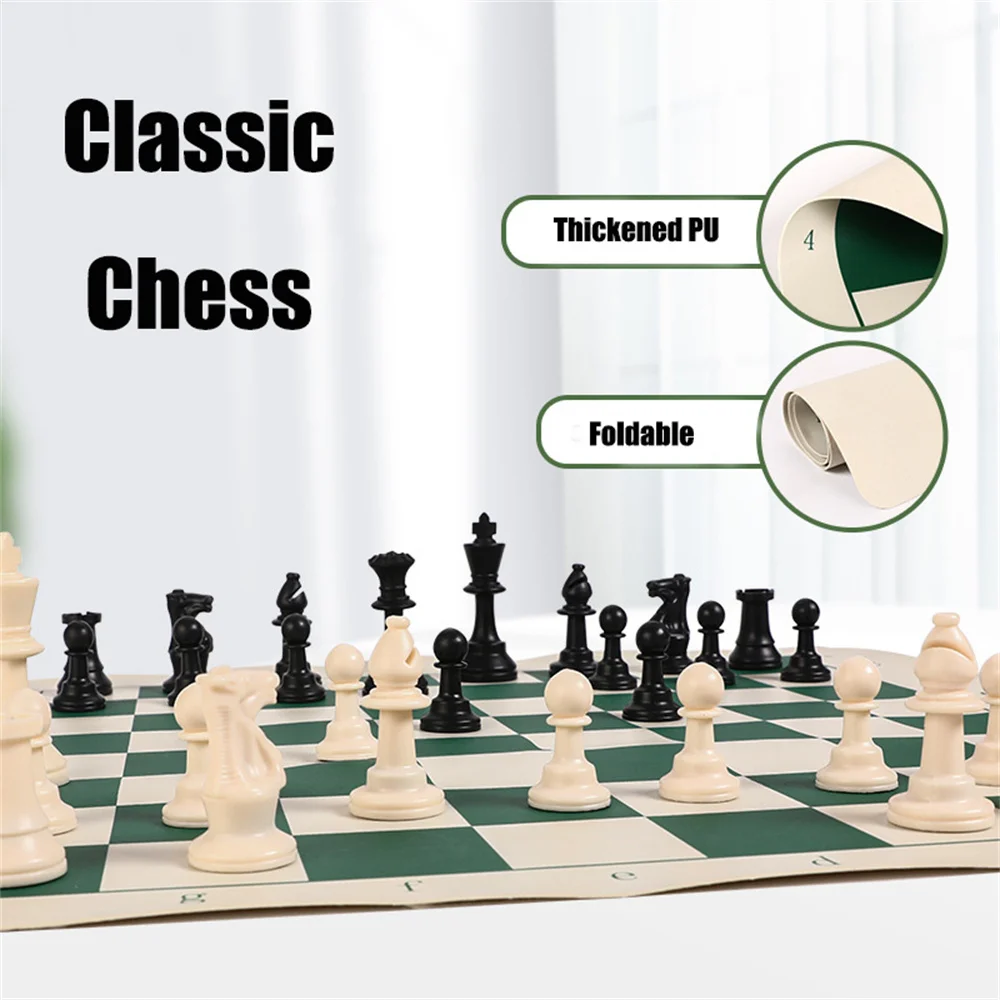 LeatherChessBoard51cmPortableFamilySoftLeatherFirmEducational