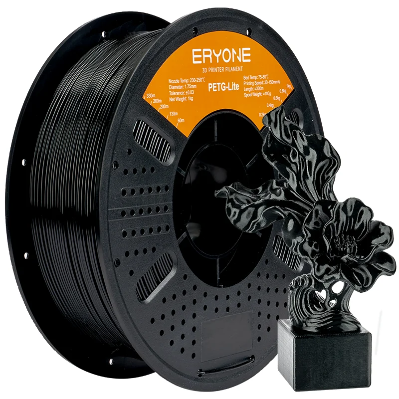 Filamento PETG-Lite ERYONE de 1 kg y 1,75 mm, Filamento Ligero para Impresora 3D PETG, Alta Resistencia y Baja Deformación, Bobina de 1 kg