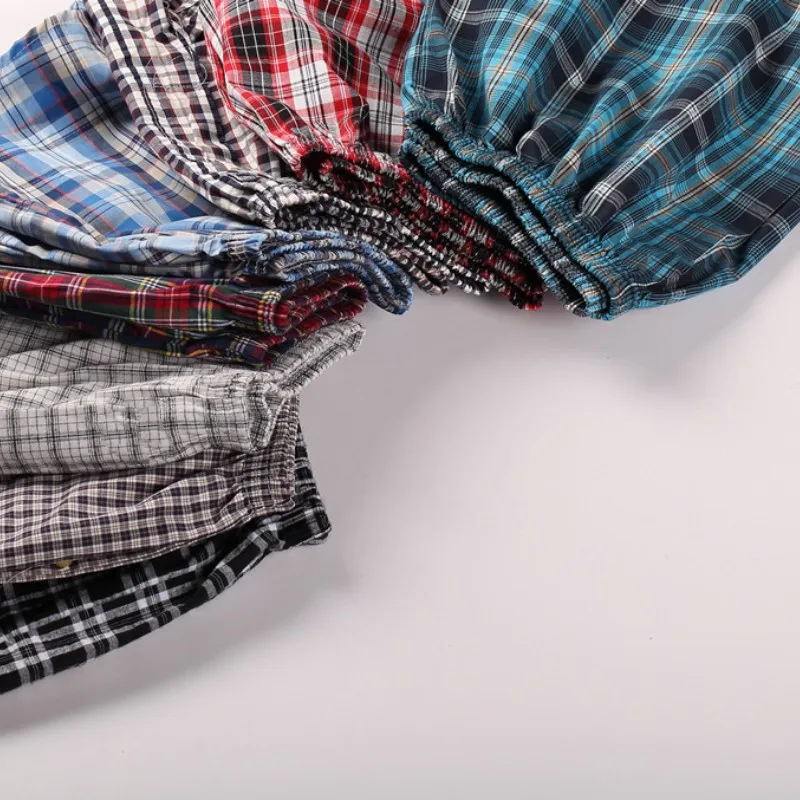 3pcs/lot Mens Underwear Boxershorts Men Boxers Shorts Casual Cotton Sleep Underpants Plaid Loose Arrow Panties Male Sexy Briefs