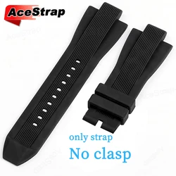 Silicone Convex End Watch Band - 13mm x 29mm Waterproof Wristband Accessories - 13mm x 29mm (Black strap No clasp)