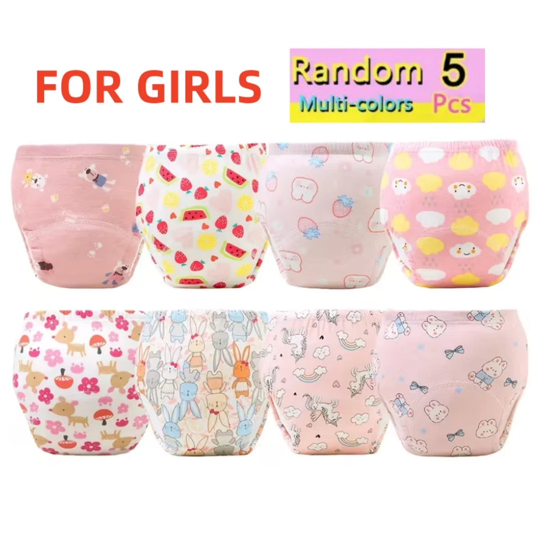 5PC Baby Cotton Diaper Infant Cloth Nappy Breathable Toilet Training Pant Reusable Cotton Newborn Baby Training Pants 0-3Year