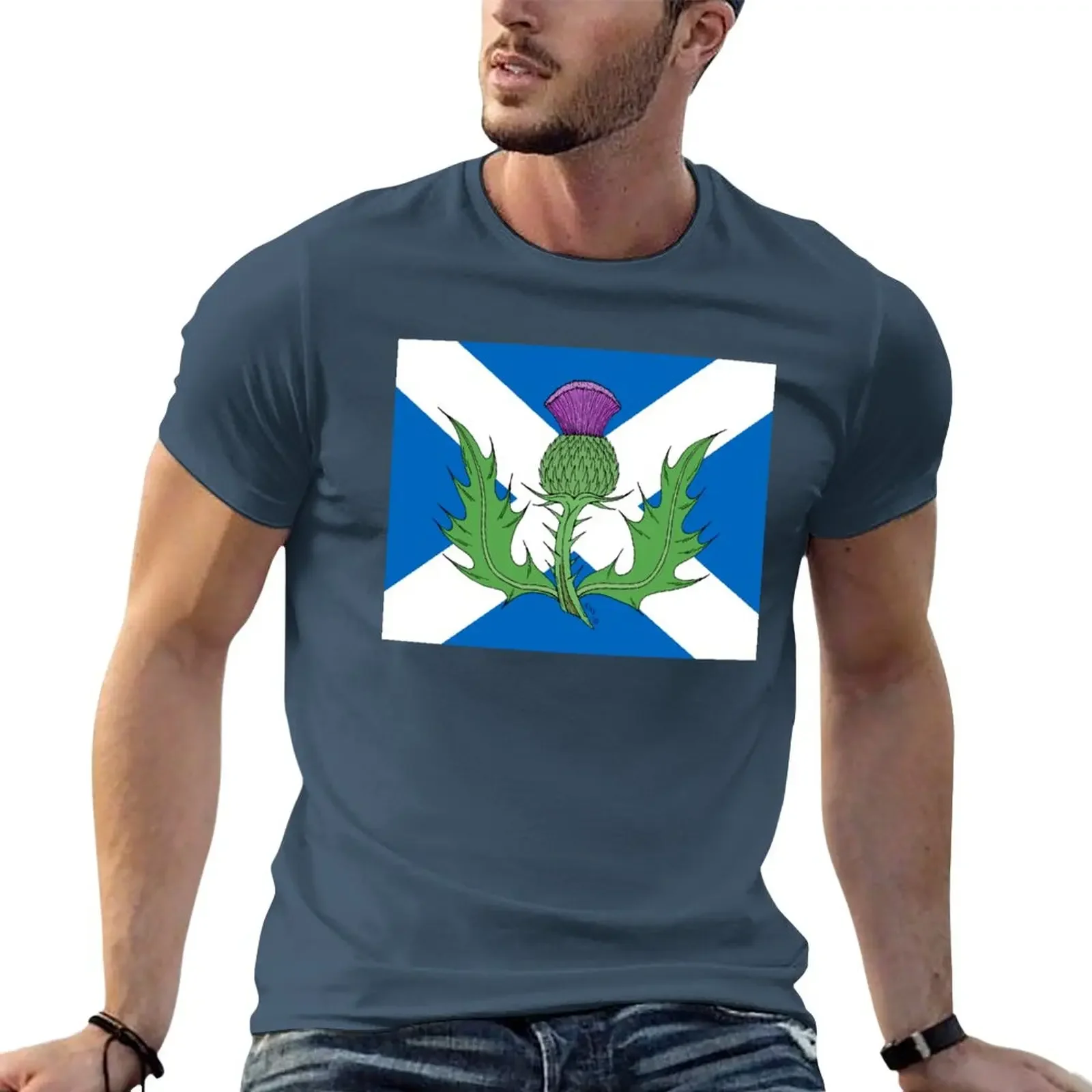

Scottish Thistle & Saltire T-Shirt heavyweights summer tops customs funny t shirts for men