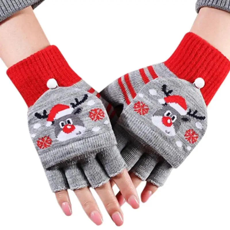 

Heated Gloves Cold Weather Heated Typing Touch-screen Gloves Christmas-theme Knitting Wool Waterproof Windproof Winter Thermal