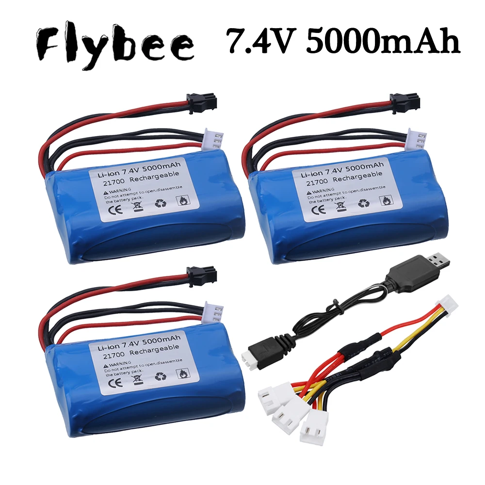 

Аккумулятор 2S 7,4 В 21700 для радиоуправляемых игрушек, внедорожников, гоночных автомобилей, грузовиков, лодок, запасной аккумулятор 7,4 В, 5000 мАч, литий-ионное зарядное устройство