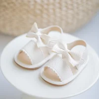 Newborn Classic Walking Shoes Summer Girls Breathable Sandals Pure Color Bowknot Garden Shoes Anti-slip Rubber Sole Baby Shoes 2