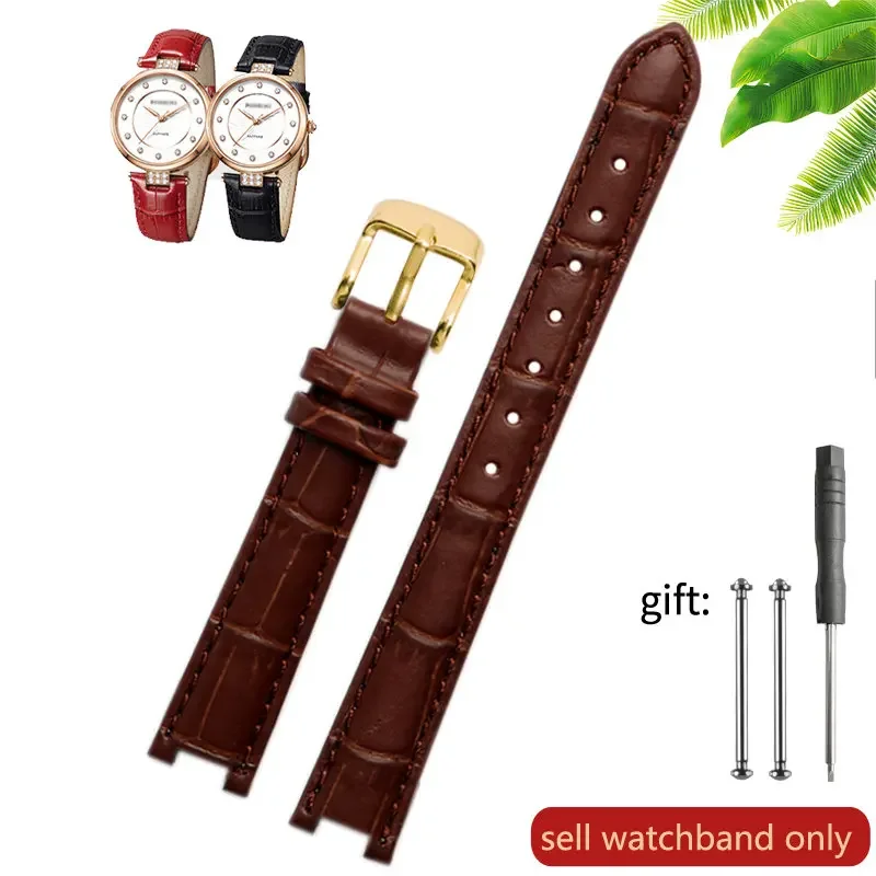 thumbnail image 1 of Correa de reloj de cuero genuino con patrón de bambú y burbujas para mujer Folli Follie, correa de reloj de cuero cóncavo para mujer de 16 mm, 1 of 5