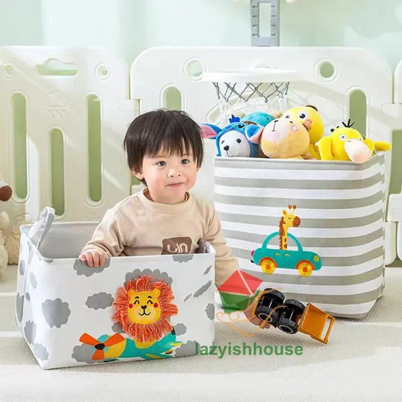 Folding Storage Basket Linen Storage Fabric Wardrobe Office Bedroom Closet Toys Laundry Basket With Handle Storage Organizer New 4