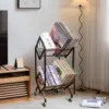 Vinyl Record Storage Rack, 2 Tier Record Organizer With Wheels, 200 Lp Albums Storage Rack Shelf, Metal Records Display Shelf 3