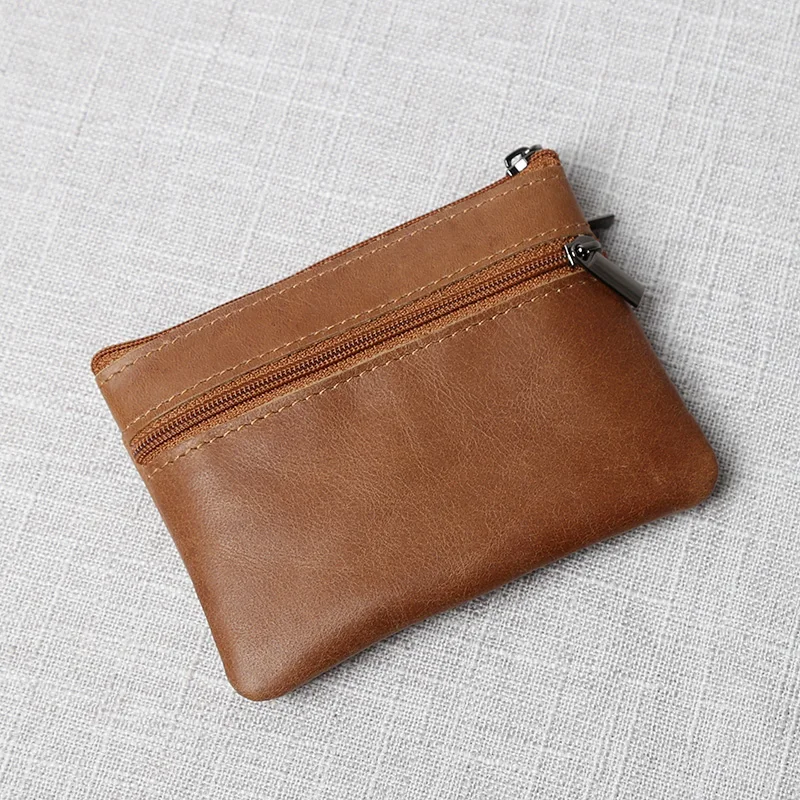 Neue Retro-Geldbörse aus echtem Leder, Unisex, erste Schicht, Rindsleder, kurzer Abschnitt, einfacher tragbarer Reißverschluss, kleiner Kartenhalter – Detail 16