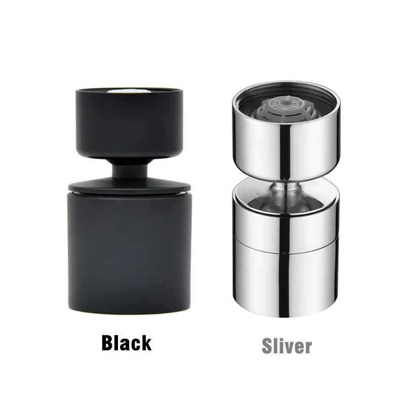 New Black 2 Mode Washbasin Faucet Nozzle 360° Rotary Splashback Faucet Aerator Kitchen Sink Pressurized Faucet Aerator Bubbler 2