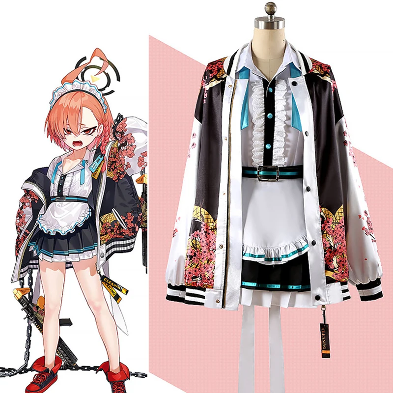 

Синий архив Mikamo Neru Косплей настроить крутой цветочный Дракон Печать пальто женский белый цвет