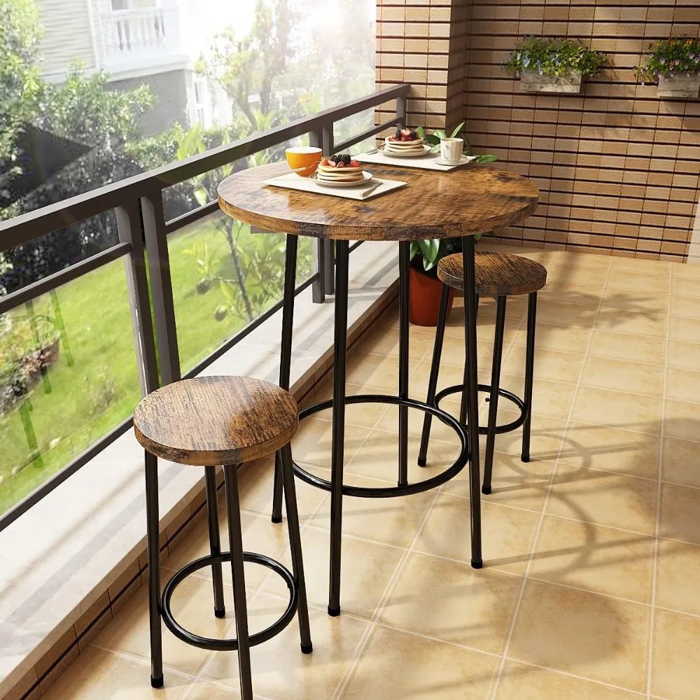 VASAGLE Bar Table Set, with 2 Stools, Dining table set, Kitchen Counter  Chairs, Industrial, Living Room - AliExpress