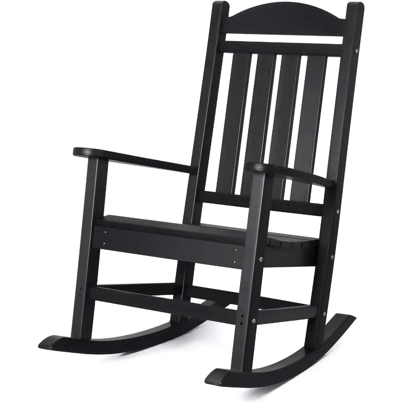 

Rocking Chair Plastic Outdoor Indoor Patio Rocker Chair High Back All Weather Rocker for Patio Backyard Porch Garden (Black)