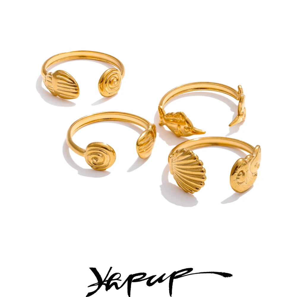 Yhpup Adjustable Ring 18K Golden Plated Stainless Steel