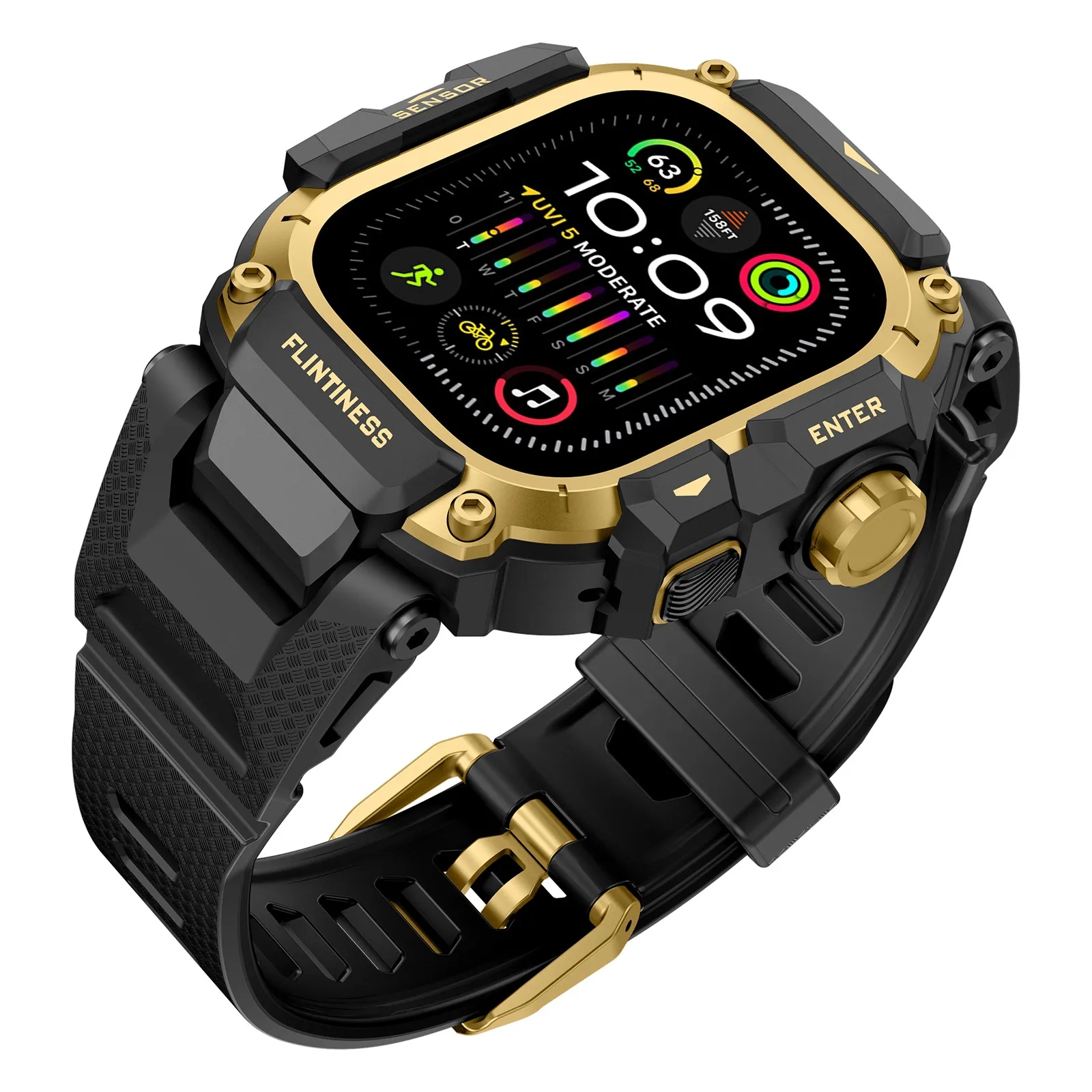 Enhanced Tactical Silicone Band with Metal Protective Case