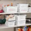 Small Stacking Basket, Open Plastic Bin, Space Saving Organizers, White 6