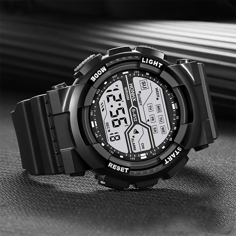 Luxury Men Sports Watches Digital LED Electronic Luminous Watch Multifunction Waterproof Wristwatches for Men Women Student Gift