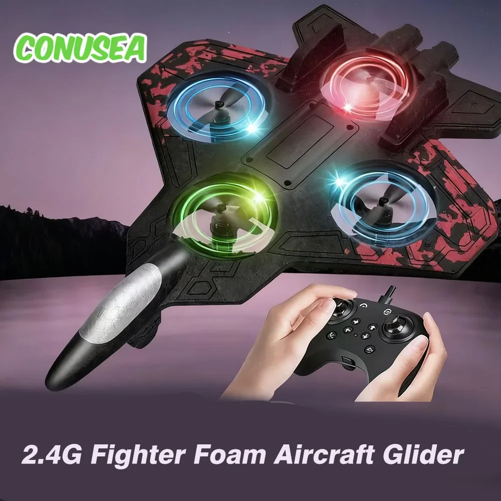 Avion Télécommandé Mousse 3.7V 500mAh LED - Bleu/Rouge