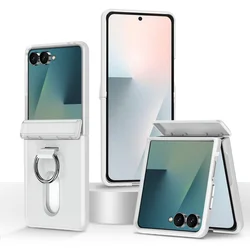 Premium Shockproof Wallet Phone Case with Finger Ring and Card Slots - Galaxy Z Flip5 (Matte Clear)