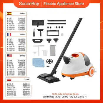 VEVOR Pulitore a Vapore, Potente Vaporizzatore Multiuso con 23 Accessori, Pulizia a Vapore con Cavo di Alimentazione Extra Lungo, Serbatoio 2,5 L e Maniglia Portatile, per Fughe Piastrelle Pavimenti 1