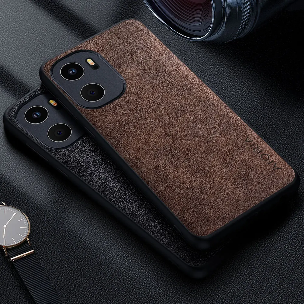 Premium Luxury Leather Business Style Phone Case - Solid Color Cover