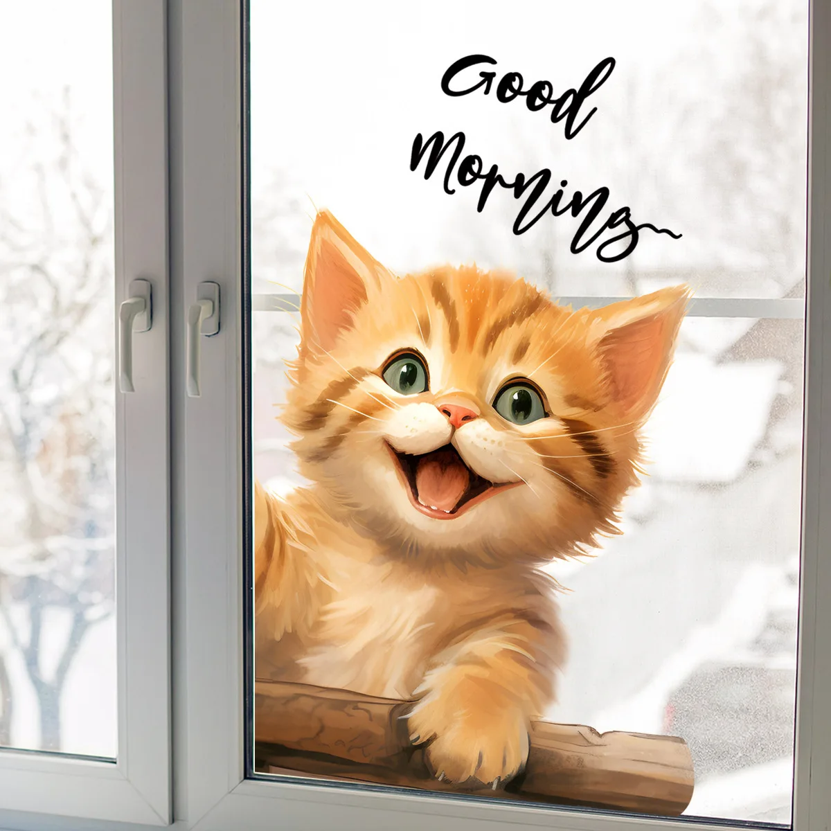 Description Picture 6 of itemCute Cat Wall Stickers Living Room Cupboard Glass Window Decoration Wallpaper Bathroom Toilet Mural Home Decor Kitten Decals