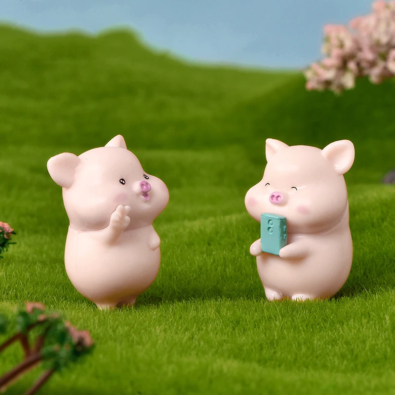 Miniature Ornament Kawaii Pig Resin Diy Home Decoration Figurines Dollhouse Moss Terrarium Landscape Accessories Fairy Garden Miniatures Room Decor