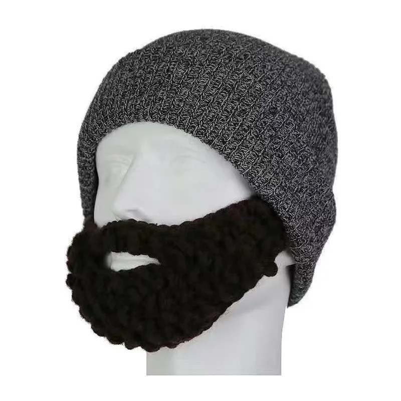 Hip-Hop Adult Hat Big Beard Fake Beard Hat Mask Hand Knitted Warm Wool for Men Women winter hat winter accessories knitted hat scarf set