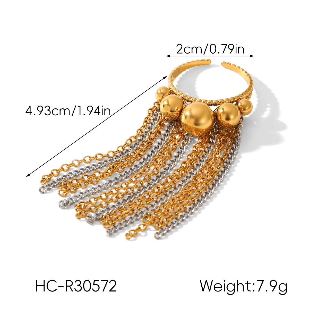 Y2K Gold-Silber gemischte Farben, Stahl, Gothic, hochwertige, verstellbare Ringe, Set, Damen-Charm, wasserdicht, luxuriöser Schmuck, Geschenke – Detail 7