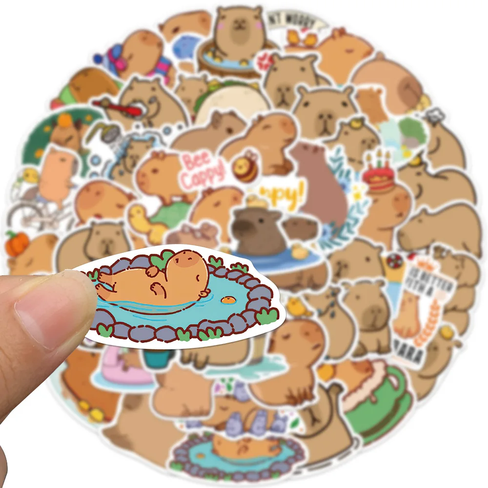 50pcs Adorable Capybara Cartoon Stickers - Waterproof Vinyl Decals for DIY Crafts and Decoration