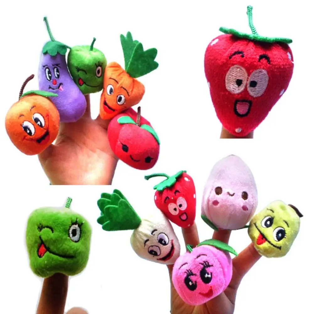 

10 PCS Cartoon Fruit/Vegetable Finger Puppets Toys Cute Mini Educational Cognitive Toy Teaching Different Role-Playing Puppets