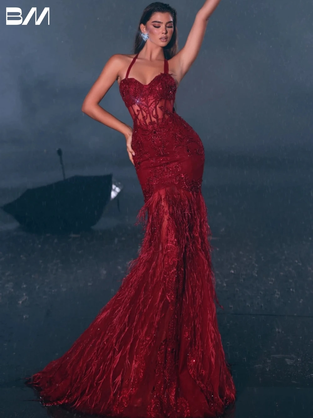 

Illusion Halter Evening Dresses Luxury Classic Mermaid Bridal Gown Vintage Floor-length Bride Dresses Vestidos De Novia