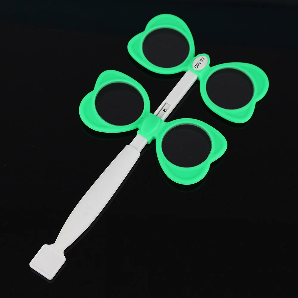 1pc Kids Plastic 4-Lens Confirmation Test Ophthalmic Flipper Eye Trainer Optometry Tool Green Color